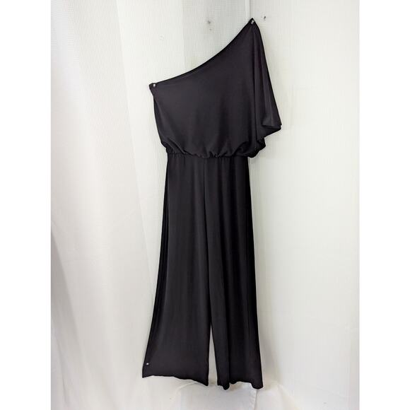 BISOU BISOU! SUPER ELEGANT ONE SHOULDER, DRAPED, MAXI ONESIE, JUMPSUIT! SZ 4 - Picture 2 of 11